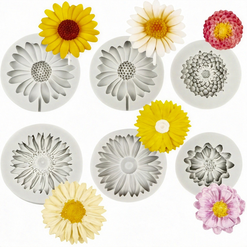 Resin Craft Ideas - 6 sztuk, silikonowa forma słonecznik-stokrotka, forma